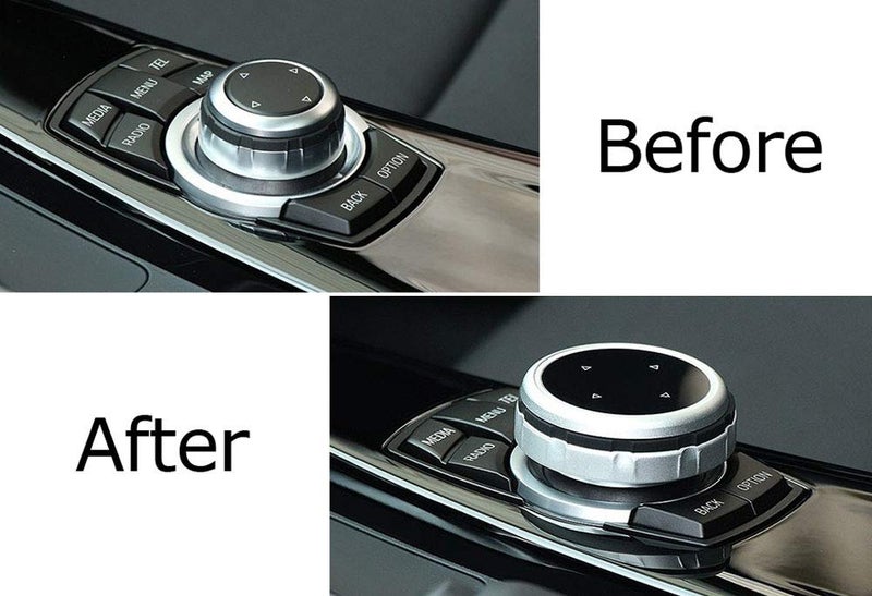 iJDMTOY Larger Knob Cover Compatible with BMW 1 2 3 4 5 7 X Series Multimedia iDrive Button Cover Set (Fit 7-Button iDrive, Confirm Fitment w/ 2nd Pic) - Image 3